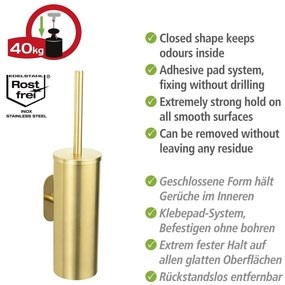 Samodržiaca WC kefa z nerezovej ocele v zlatej farbe Orea Gold – Wenko