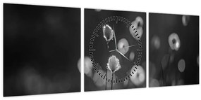 Obraz - Cottongrass na lúke (s hodinami) (90x30 cm)