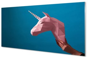 Nástenný panel  Ružový jednorožec origami 100x50 cm