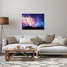 Sklenený obraz - Vesmírny strom (70x50 cm)