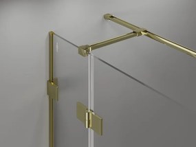 Mexen Lunar T, sklápací sprchový kút ľavý 130 x 70 cm, 8mm číre sklo, zlatý profil, 834T-130-070-50-00-L