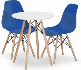 Jedálenský stôl TODI biely 60 cm s dvoma stoličkami OSAKA modré