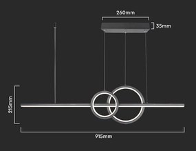 LED Solution Čierne závesné LED svietidlo dizajnové 91,5cm 15W 6935