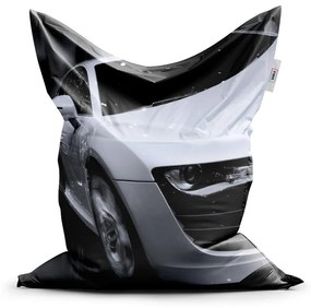 Sablio Sedací vak Biele športové auto - 150x100 cm