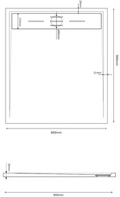 Erga Almac, SMC sprchová vanička 90 x 80 x 3 cm, biela, ERG-GMA-AL-8090