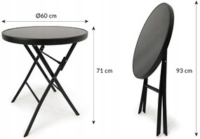 Dekorstudio Záhradný skladací stolík TASOS okrúhly - 60 cm