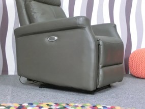 (2272) SOLEA kožené elektrické polohovacie kreslo sivé
