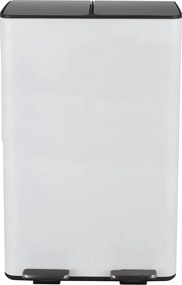 Matne biely oceľový odpadkový kôš 2x30 l na triedený odpad/nášľapný Aliya – Spirella