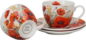 Porcelánová šálka s podšálkou Poppies 270 ml sada 2ks