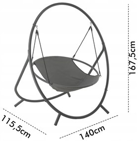Luxusné závesné kreslo PATIO s vankúšom Sivé vankúše