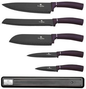 6-dielna sada kuchynských nerezových nožov s magnetickým držiakom PURPLE 20271