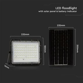 LED Vonkajší solárny reflektor LED/15W/3,2V IP65 6400K čierna + DO