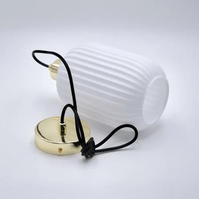 Luster na lanku HARMA 1xE27/15W/230V pr. 14 cm biela/zlatá
