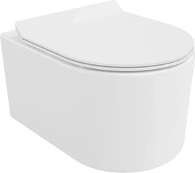 Mexen Sofia, závesná WC misa 490x360x355 mm, Rimless Tornádo + WC sedadlo z duroplastu, biela lesklá, 30540100T