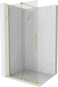 Mexen Velar, posuvné dvere do otvoru typ Walk-In 80 cm, 8mm číre sklo, zlatá matná, 871-080-000-03-55