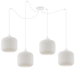 Závesné svietidlo Riffle Spider, 4x biele sklenené tienidlo, w