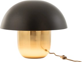 Čierno-zlatá kovová stolná lampa Mushroom antik - Ø 40* 34cm