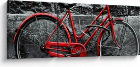 Obraz - Historický bicykel (s hodinami) (90x30 cm)
