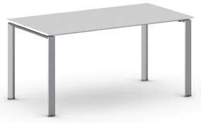 Rokovací kancelársky stôl PRIMO INFINITY, 160x80 cm, sivostrieborná podnož, biela