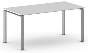 Rokovací kancelársky stôl PRIMO INFINITY, 160x80 cm, sivostrieborná podnož, biela