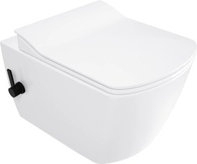 Deante Závesný WC komplet bez okraja s funkciou bidetu Blur - CDZ 6WNW, vrátane SoftClose sedadla, biela/čierna