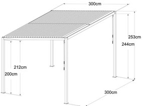 Pultová bioklimatická pergola s lamelami 3 x 3 M