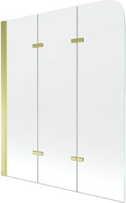 Mexen FELIX, vaňová zástena, 3-krídlová, 120 x 140 cm, zlatá-transparentná, 890-120-003-50-00