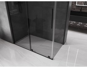Mexen Velar, sprchový kút s posuvnými dverami 160 x 75 cm, 8mm šedé sklo, čierna matná, 871-160-075-41-70