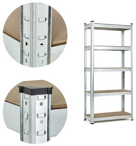 Skladový regál 180x90x30 cm, 5 políc, nosnosť 875 kg, ModernHome
