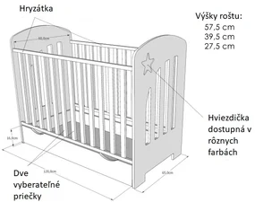Detská postieľka STAR - VIAC FARIEB