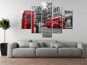 Gario Obraz s hodinami Telefónna búdka v Londýne UK - 5 dielny Rozmery: 150 x 105 cm