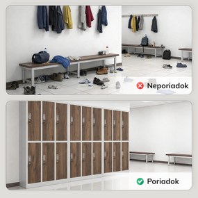 Šatníková skriňa BHP biela / orech, 6-dverová: Eco Design IGOR, 900 x 1850 x 450 mm