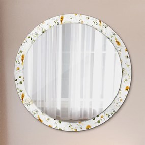 Okrúhle ozdobné zrkadlo Kvety fi 90 cm