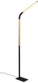 LED stojacia lampa v čiernej a prírodnej farbe s dreveným tienidlom (výška 169,5 cm) Norris – Trio