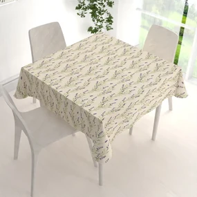 Biante Ľanový štvorcový dekoračný obrus LEN-009 Levandule na režnom 80x80 cm