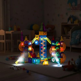 MULTISTORE Magnetické kocky LED 134 dielov – svietiaca stavebnica s guľôčkovou dráhou 3+