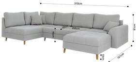 Svetlosivá menčestrová rohová pohovka (ľavý roh/do "U") Ariella – Ropez