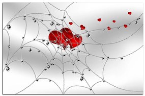 Obraz na plátne - Srdce v striebornej pavučine 178A (120x80 cm)