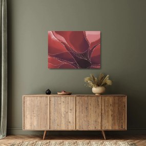 Sklenený obraz - Červená abstraktná kvetina N⁰2 (70x50 cm)