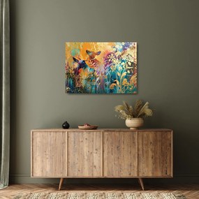 Sklenený obraz - Abstraktná maľba prírody (70x50 cm)