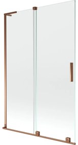 Mexen Velar L, 2-krídlová posuvná vaňová zástena 120 x 150 cm, 8mm číre sklo, ružové zlato, 896-120-003-01-60