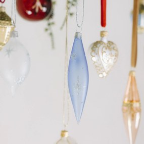 Bella Rose Sklenená vianočná ozdoba Kvapka Svetlomodrá Mat