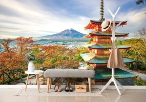 Samolepiaca fototapeta výhľad na Chureito Pagoda a horu Fuji