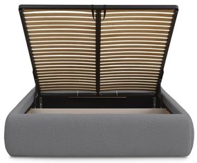 Tmavosivá čalúnená dvojlôžková posteľ s úložným priestorom/bez čela s roštom 160x200 cm Inera – Bobochic Paris