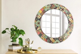 Okrúhle ozdobné zrkadlo Etnický kvetinový fi 50 cm