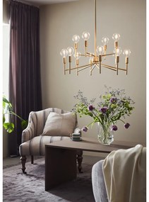 Dvanásťramenné závesné svietidlo v zlatej farbe Markslöjd Regent