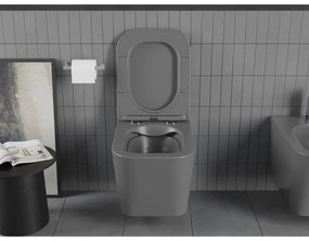 Mexen Teo WC Rimless s WC doskou slim, duroplast, tmavo-šedá matná, 30854071