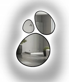 Sada troch organických zrkadiel Opalit v čiernom ráme Mdf s Led 120x179