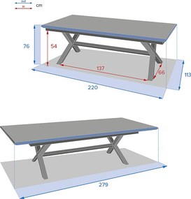 DEOKORK Hliníkový stôl BERGAMO I. 220/279 cm (antracit)