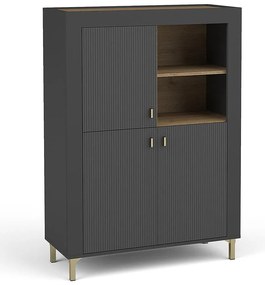 Komoda Mossa M05 3D dub whisky/čierna mat